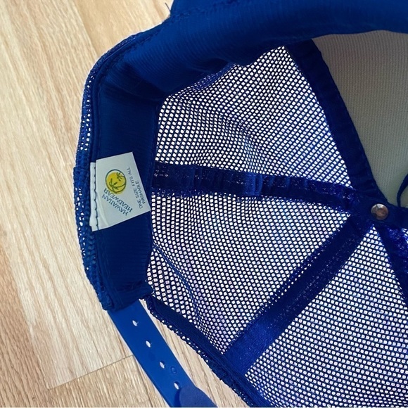 Vintage KONA Trucker Mesh Snap Back Hat Blue Gold Hawaii Gold Leaf Lapel - Picture 5 of 10